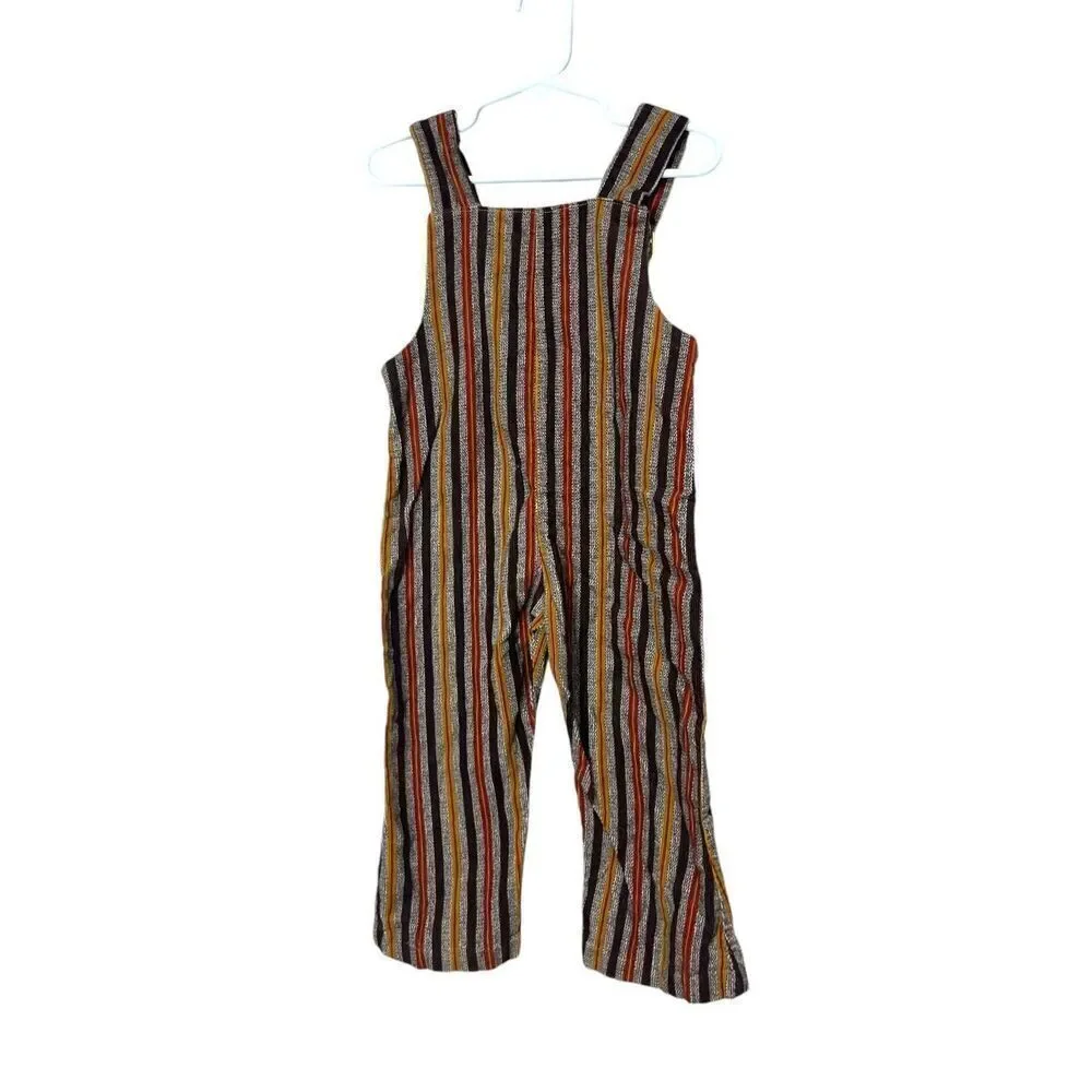 Vintage Handmade Brown‎ Striped Corduroy Overalls Size 2T/3T